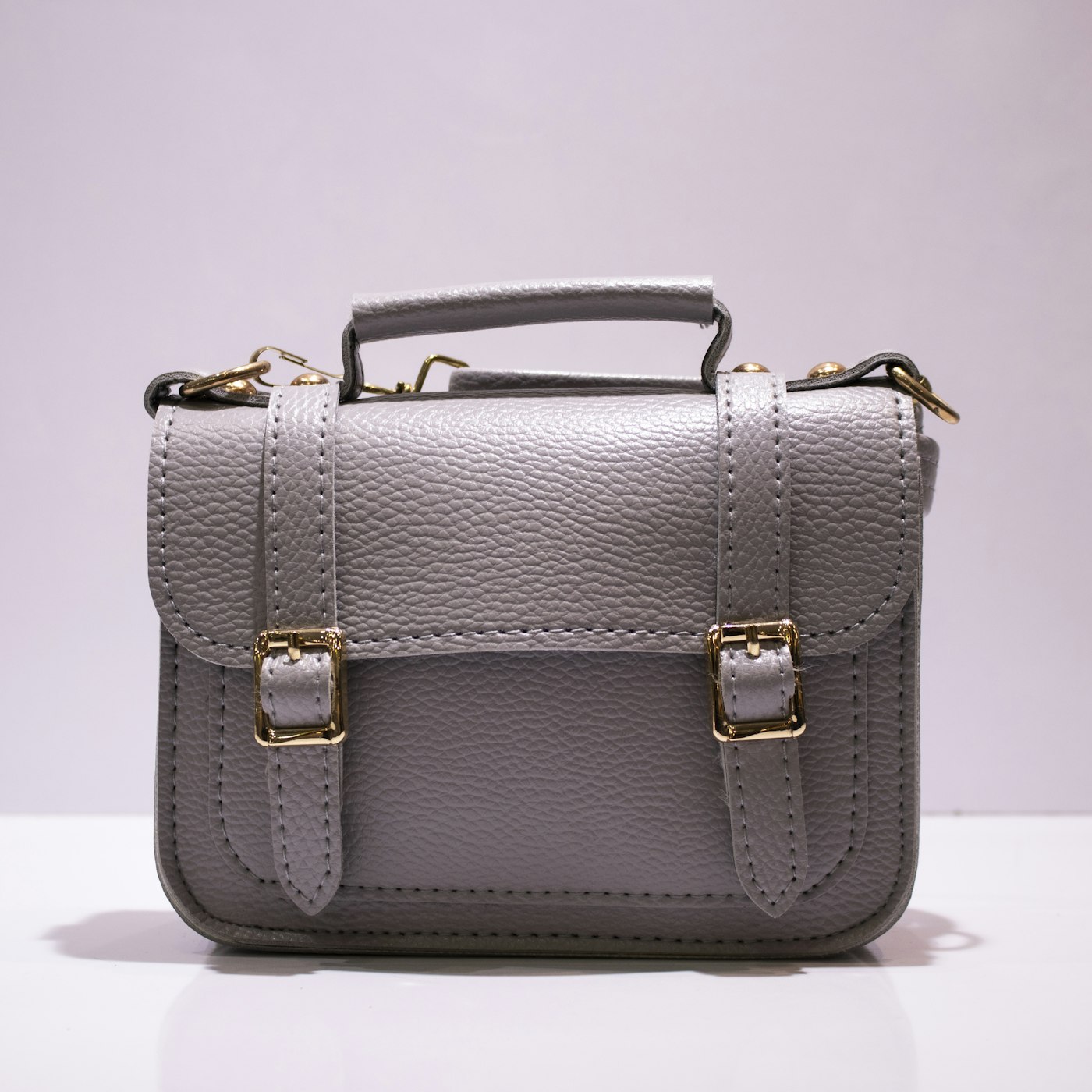 Grey leather satchel